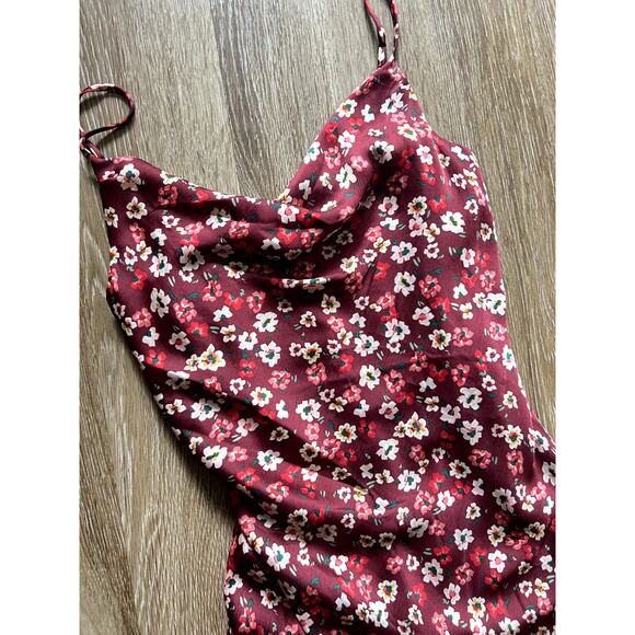 BCBGeneration Floral Cown Neck Satin Midi Dress - Picture 3 of 10